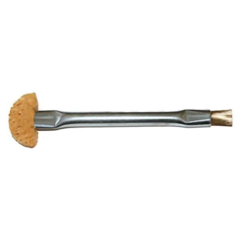 Applicator Brush, Double End, Brass Wire/Sponge 1/2", 0.003" Bristle, Zinc Plated 3/8"x4-1/2" Handle